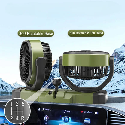 Car Vehicle Dual-Head 2 Wind Speed 360° Rotatable Fan Summer Cooler