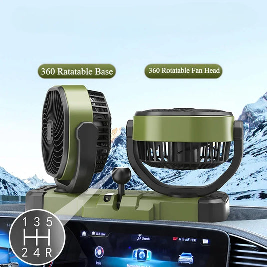 Car Vehicle Dual-Head 2 Wind Speed 360° Rotatable Fan Summer Cooler