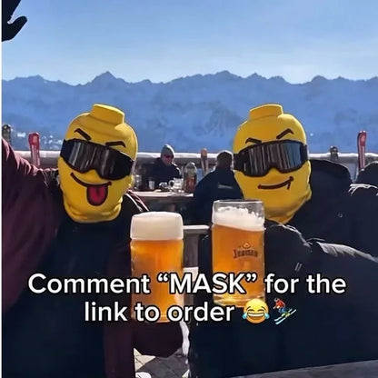 Outdoor Cycling Skiing Funny Knit Ski Mask Food Print Yellow Man Funny Windproof Face Cover