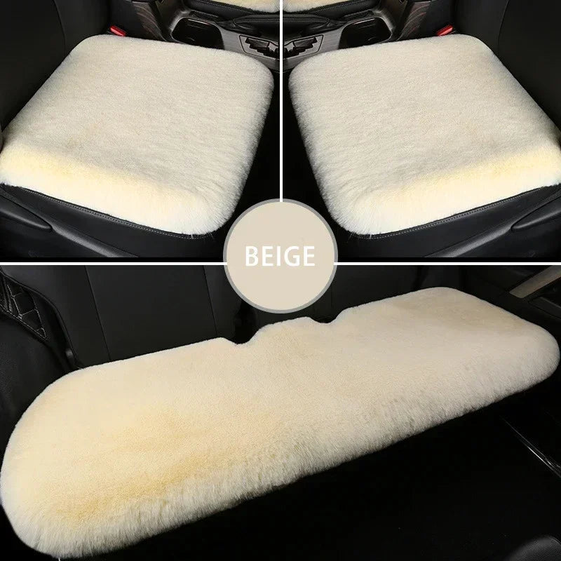 Car Multicolor Plush Fur Seat Cushion Winter Warmth Thick Wool Square Cushion Set