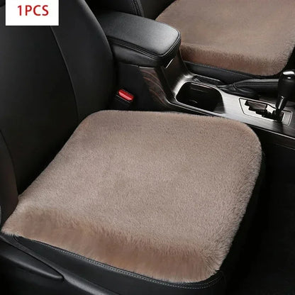 Plush Rabbit Fur Car Seat Cushion Winter Warmth Thick Wool Square Multicolor Cushion