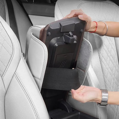 Car Universal Armrest Cushion Quilted Leather Enhance Comfort Oraganizer