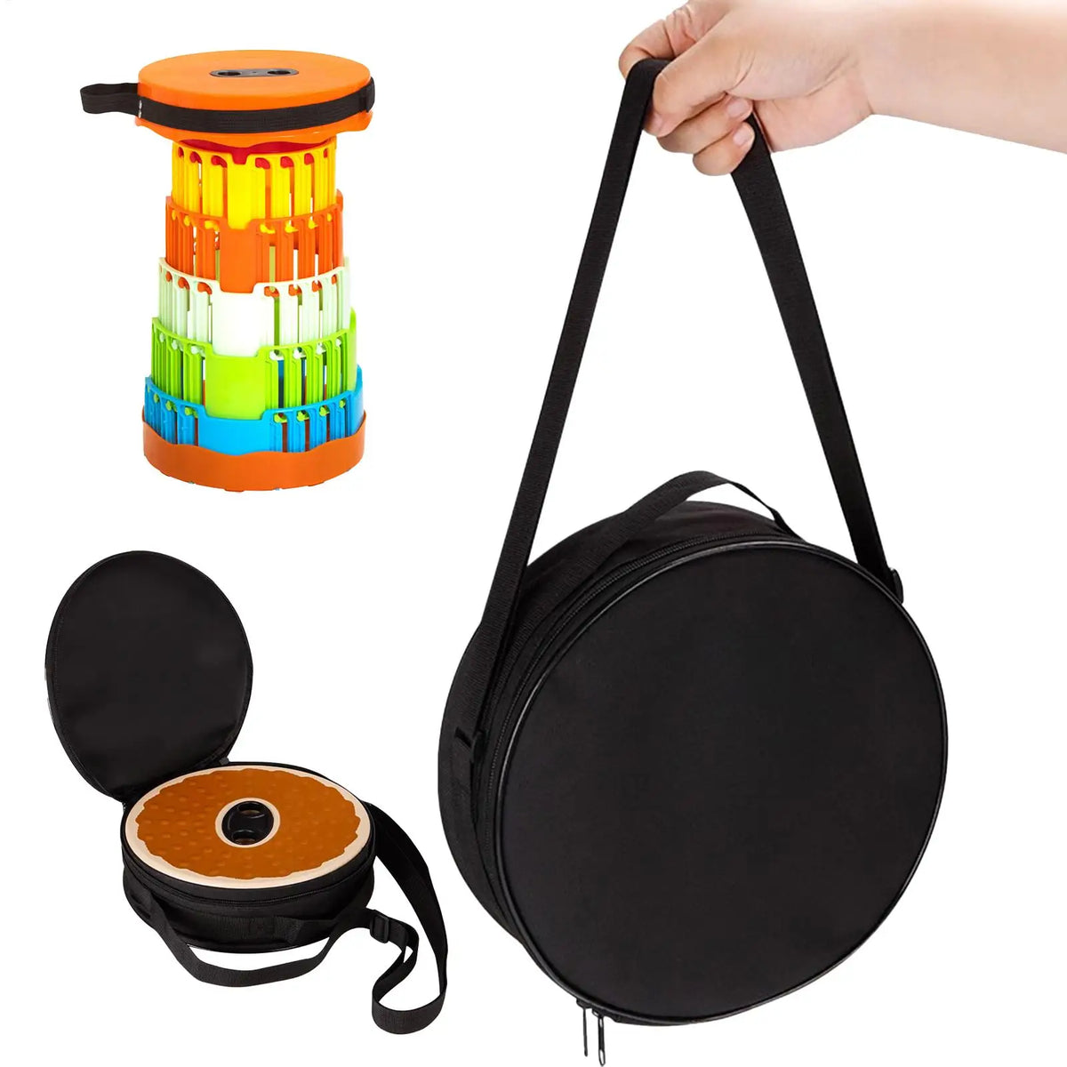 Camping Picnic Carry Case Round Pouch Shoulder Strap Foldable Stool Bag