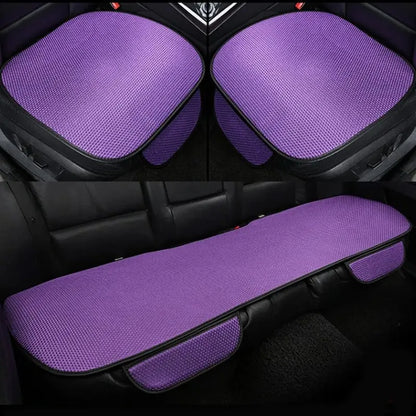 A Set of 3-piece Breathable Ice Silk Anti-slip Car Seat Cushions