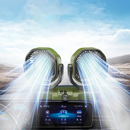 Car Vehicle Dual-Head 2 Wind Speed 360° Rotatable Fan Summer Cooler