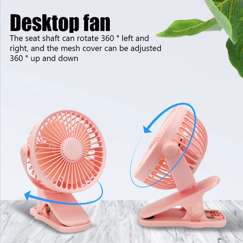 Portable Mini Hand Clip Fan USB Quiet Desktop Electric Fan Cooler