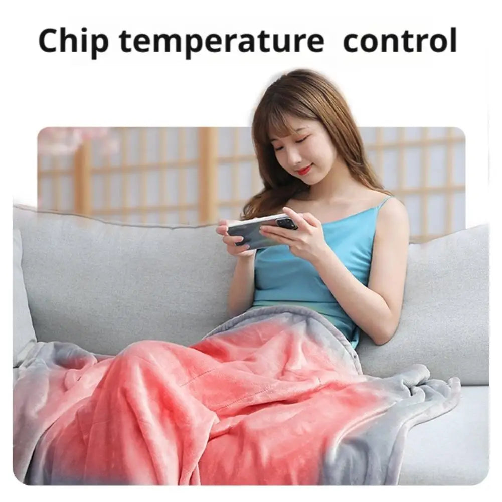 USB Heated Blanket Coral Velvet Shawl Wearable Electric Blanket Winter Body Warmer for Home Office Car