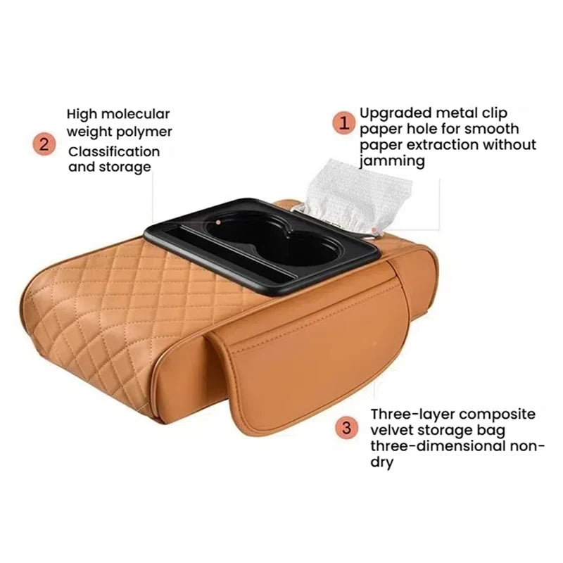 Car Armrest Cushion Organizer Mat Center Console Memory Foam Box Pads