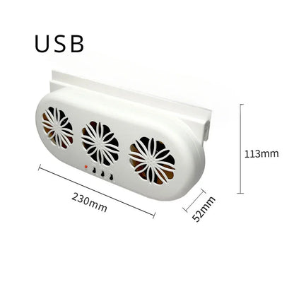 Car Exhaust Fan 3 Head Electric Cooling USB Purifiers