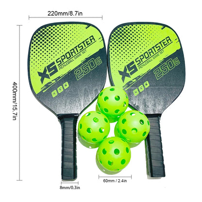 Camping Pickle Paddles Rackets Set of 2 Rackets and 4 Pickleballs Balls