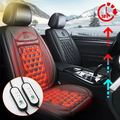 Car Heated Seat Cover 12/24V 30‘ Fast Heating Seat Cushion Universal Car Heater