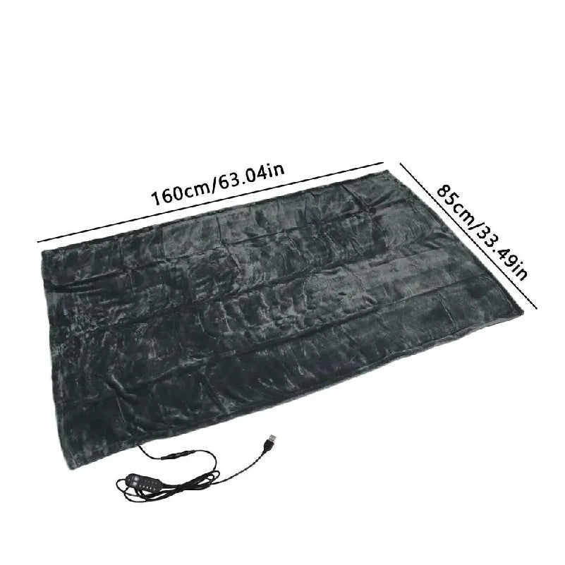 USB Heated Blanket Coral Velvet Shawl Wearable Electric Blanket Winter Body Warmer for Home Office Car