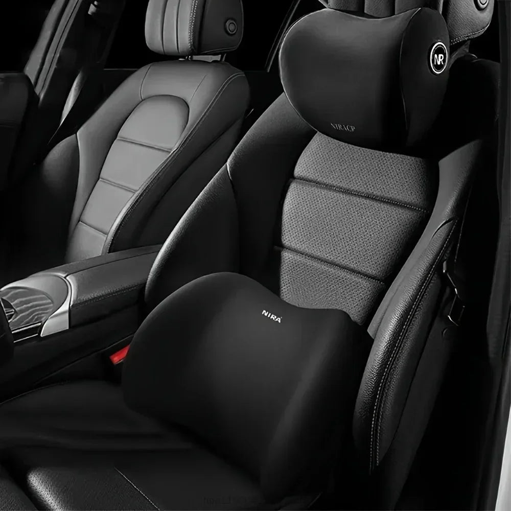 Car Headrest Lumbar Support Seat Cushion Backrest Set