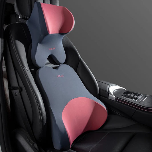 Car Soft Lumbar Headrest Neck Pillow Support Set
