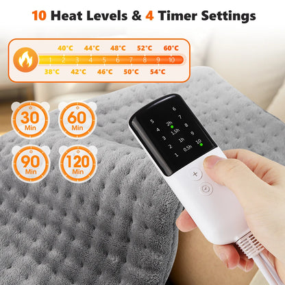 Electric Heating Pad Flannel 10 Warmth Modes 4 Timer Dual SCR Controller