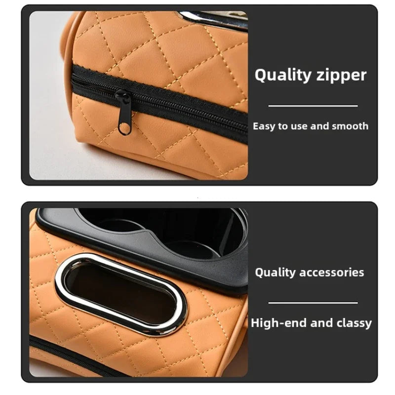 Car Armrest Box Thicken Pad Arm Rest Cushion with Pocket Tissue Cup Holder Organizer