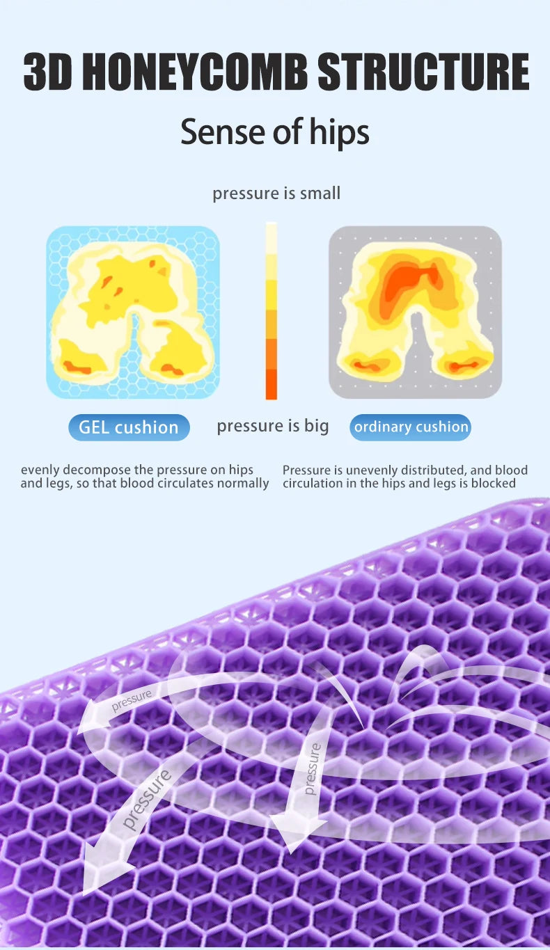 Car Gel Seat Summer Breathable Honeycomb Cushion
