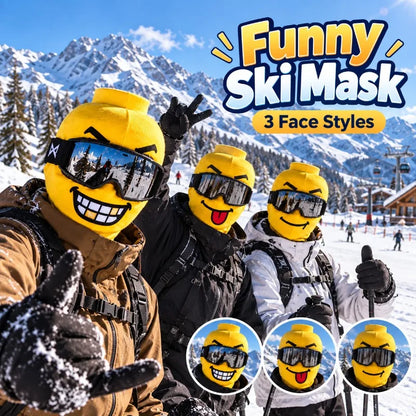 Outdoor Cycling Skiing Funny Knit Ski Mask Food Print Yellow Man Funny Windproof Face Cover