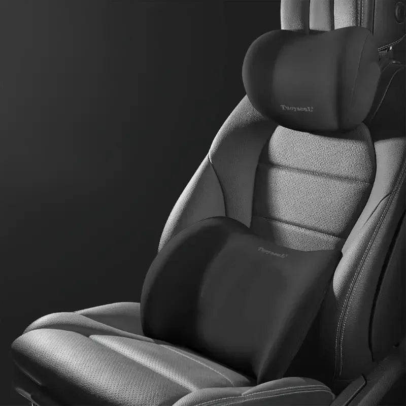 Car Headrest Lumbar Support Seat Cushion Backrest Set