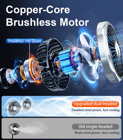 Car Dual-Head Rear USB Powered 360°Rotation Cooling Fan