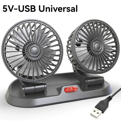 Car Double-head Folding Fan Rotatable Gently Circulates Air Fan