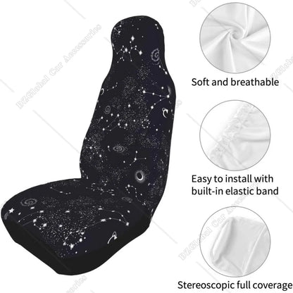 Car Seat Covers Front Seat Protector Cover Moon Space Planet Stars Galaxy Universe 2pcs