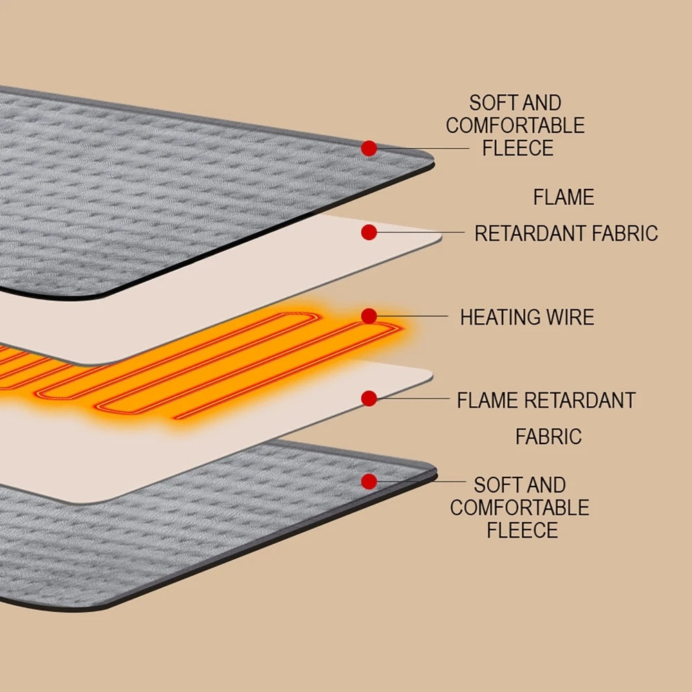 Electric Blanket 9-level Adjustment Warming Mattress 4-Speed Timing Automatic Heating Pad