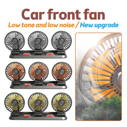 Car Cooling 360° Adjustable 3 Heads USB/12V/24V 2 Speed Silent Cooler Fan