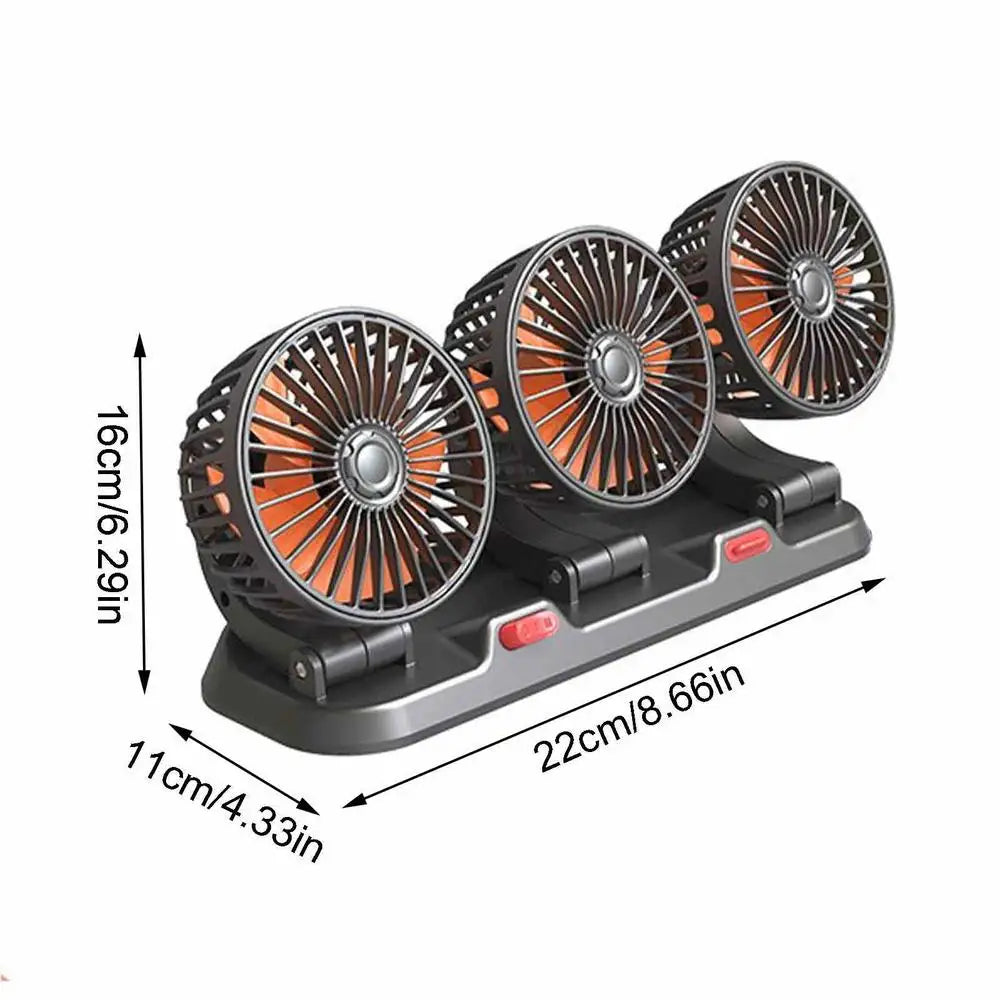 Car Electric 3 Head Silent  USB/12V/24V Cooling Fans