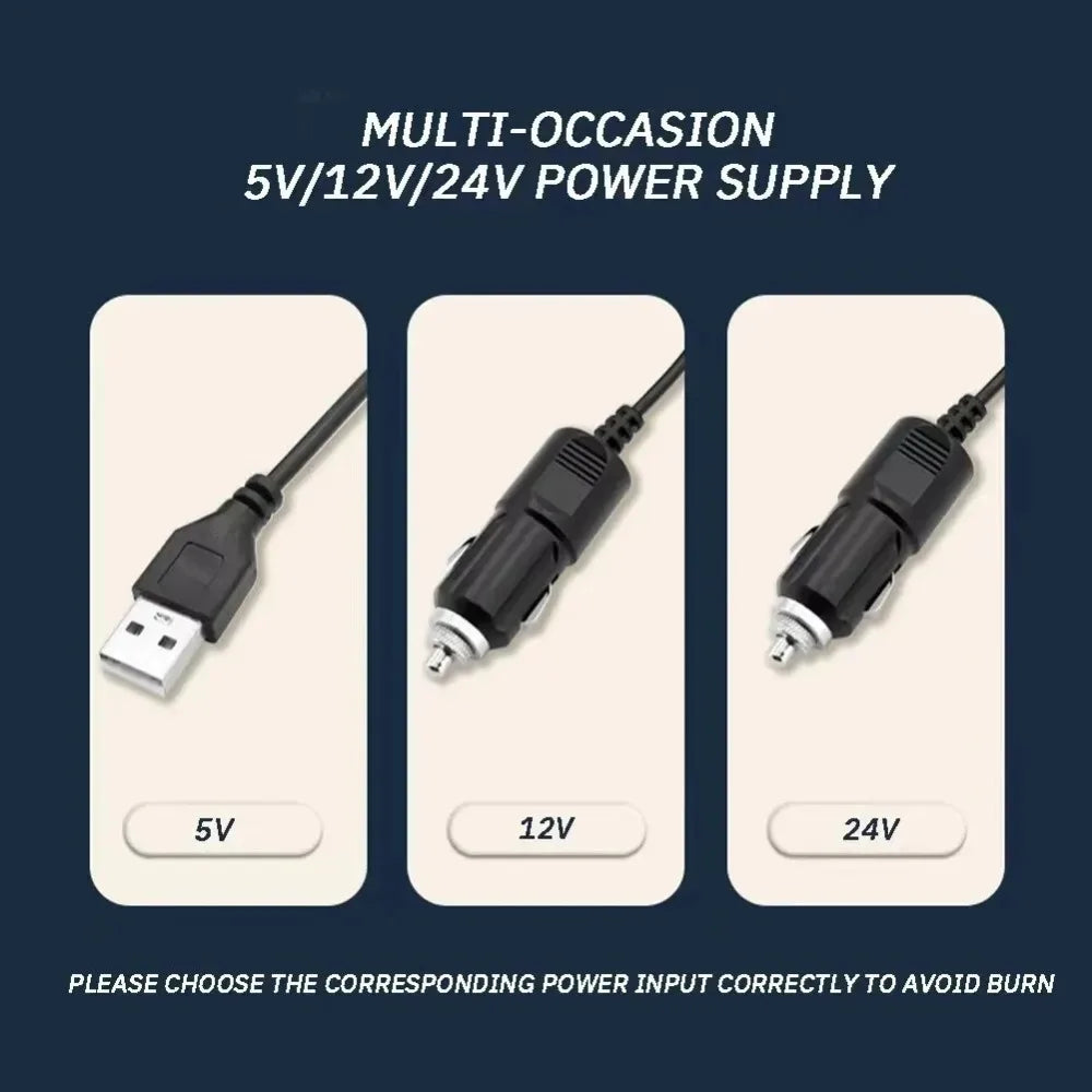 Car Dual Head USB Cooling Fan 2 Speeds Adjustable Fans 5V/12V/24V