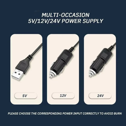 Car Dual Head USB Cooling Fan 2 Speeds Adjustable Fans 5V/12V/24V