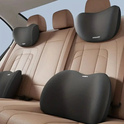 Car Headrest Lumbar Support Seat Cushion Backrest Set