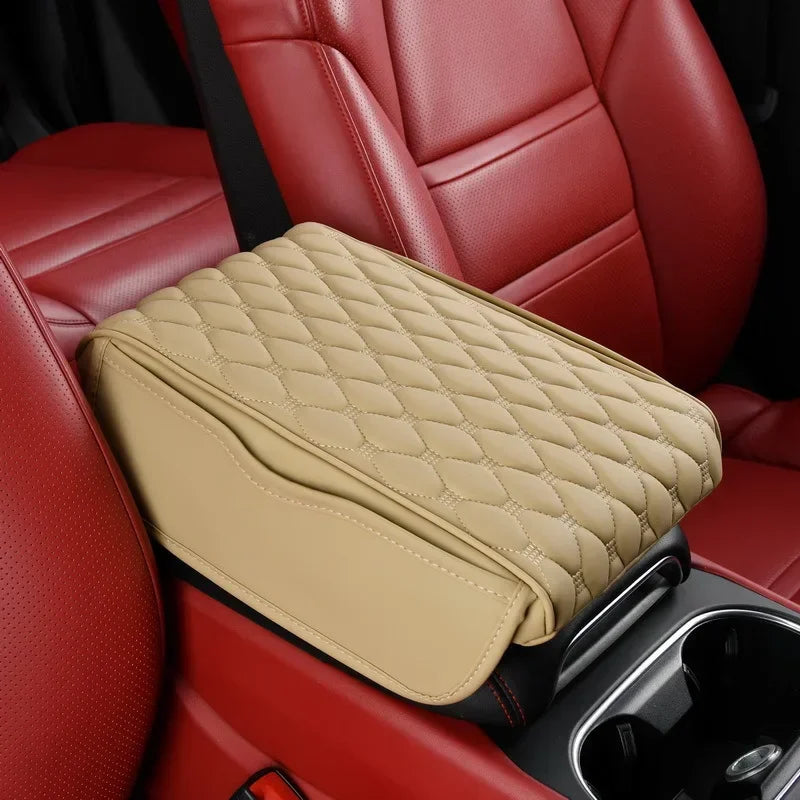 Car Leather  Armrest Mat Center Console Auto Armrests Storage Box Organizer
