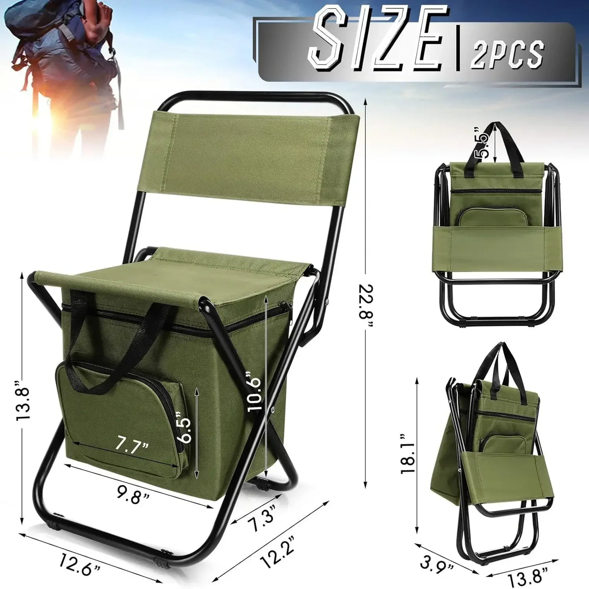 Camping Fishing Beach Stool Detachable Portable Backrest Lightweight Folding Chair