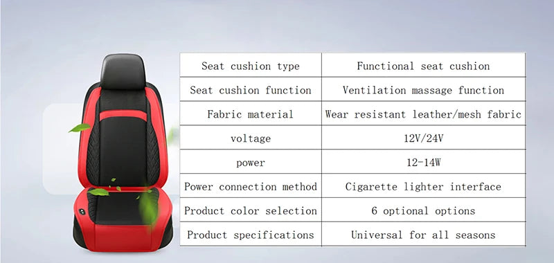 16Fans 12V 24V 3D Spacer Car Summer Cool Air Seat Cushion