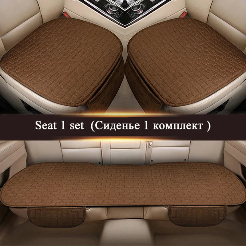Car Flax Seat Cushion Protector Pad Front/Rear Set