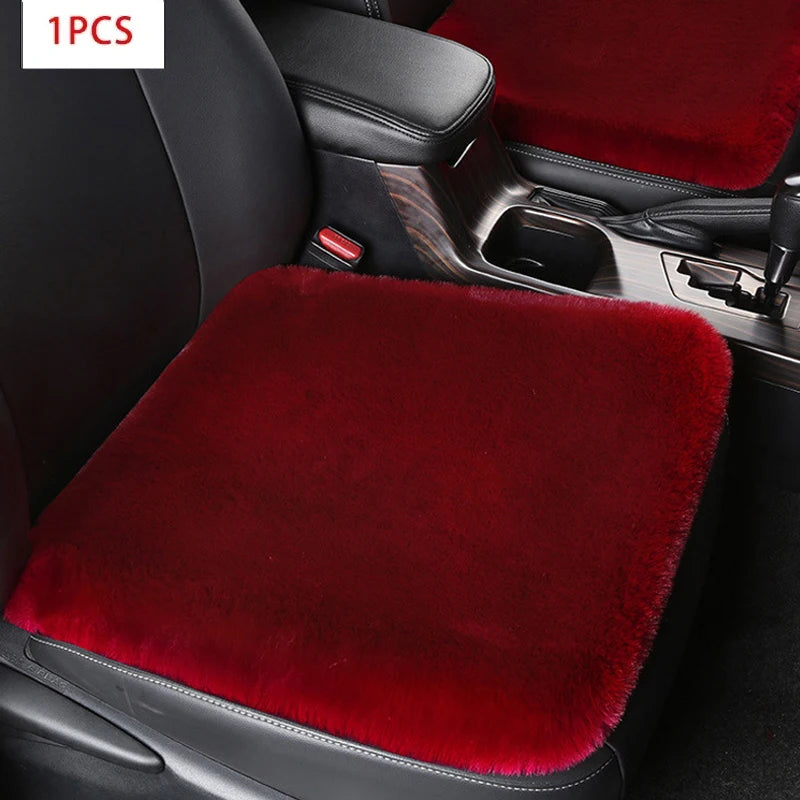 Car Multicolor Plush Fur Seat Cushion Winter Warmth Thick Wool Square Cushion Set