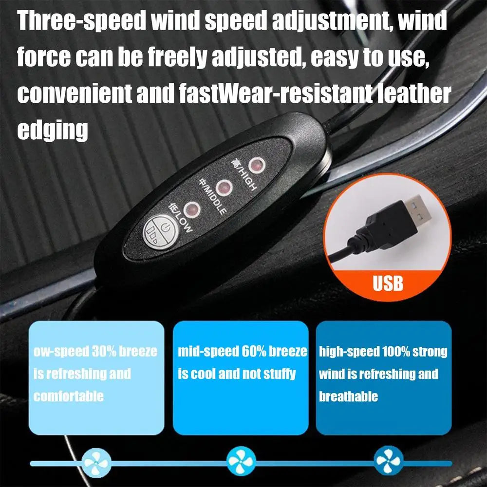 Cooling Car Seat Cushion Driver Seat Cushion with 5 Fans Breathable Three-Speed Adjustable Pad