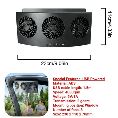 Car Exhaust Fan USB Rechargeable/Solar Air Cooling Ventilation Fan