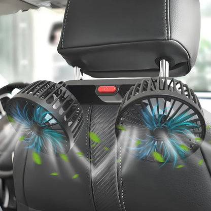 Car Electric Seat Back Cooler 3 Speeds USB Dual Head Fan 12V/24V