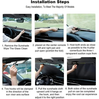 Car Retractable Sun Visor Front Windshield Sunshade Protection