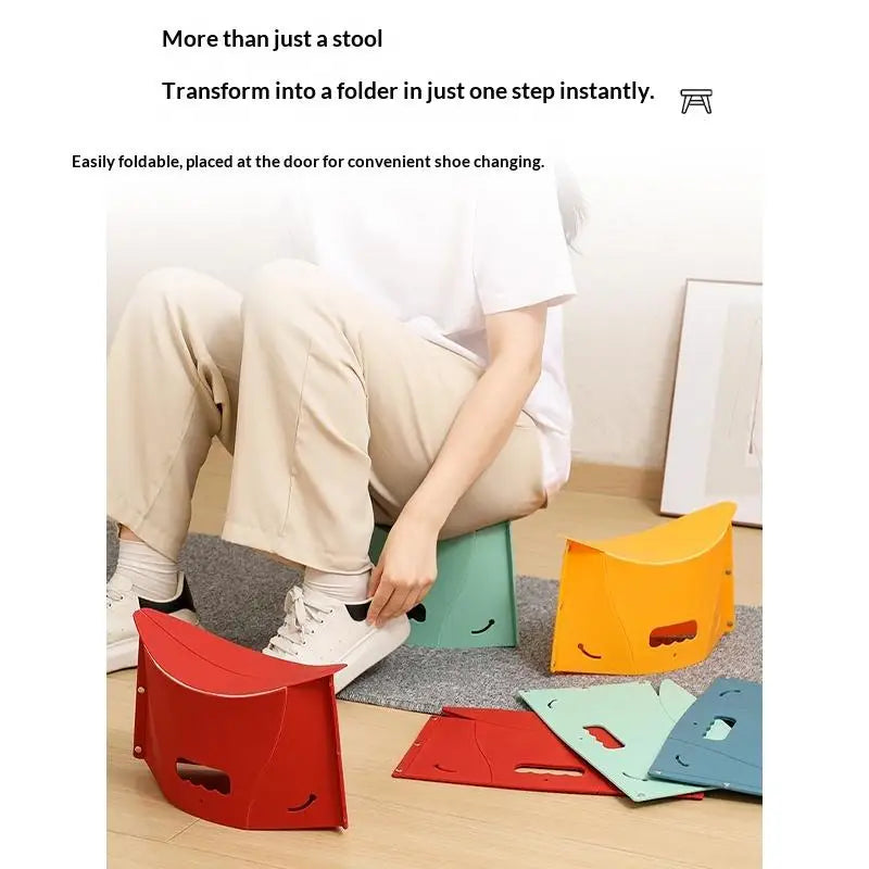 Outdoor Camping Folding Stool Plastic Chair Easy Carry Mini Seat Chair