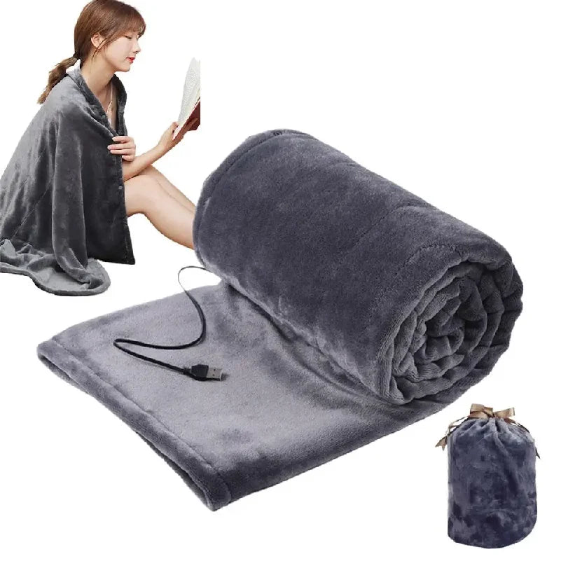 USB Heated Blanket Coral Velvet Shawl Wearable Electric Blanket Winter Body Warmer for Home Office Car