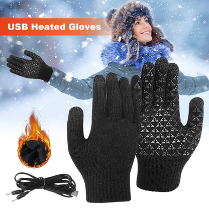 Motorcycle Electric Heated Gloves Thickened Warm Full Finger USB Heating Gloves