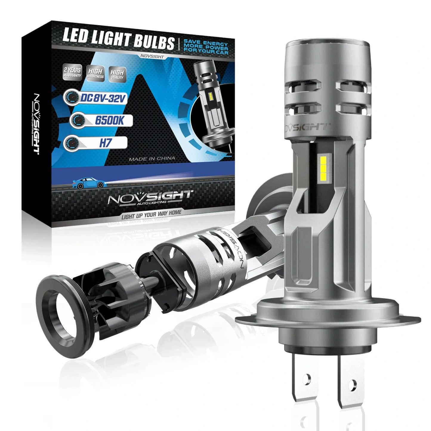 A500-N58-H7 Car LED Front Headlights Bulbs 6500K LED Headlamp 2PCS