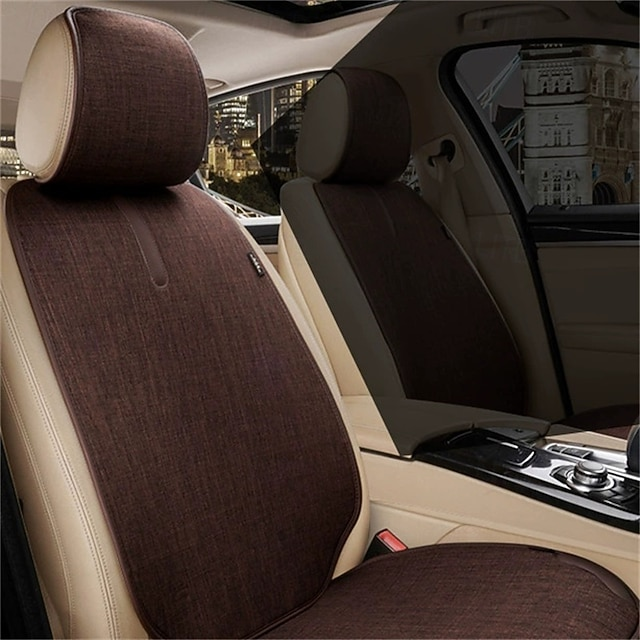 Car Universal Linen Breathable All-Season Fabric Backrest Headrest Seat Cushion Set