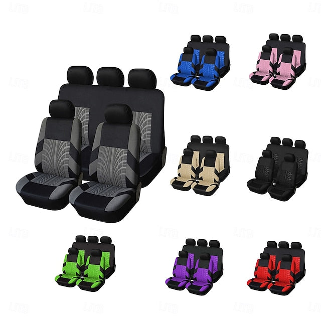 9 Pcs/set Universal Car Seat Full Set Track Design Breathable Seat Protectors