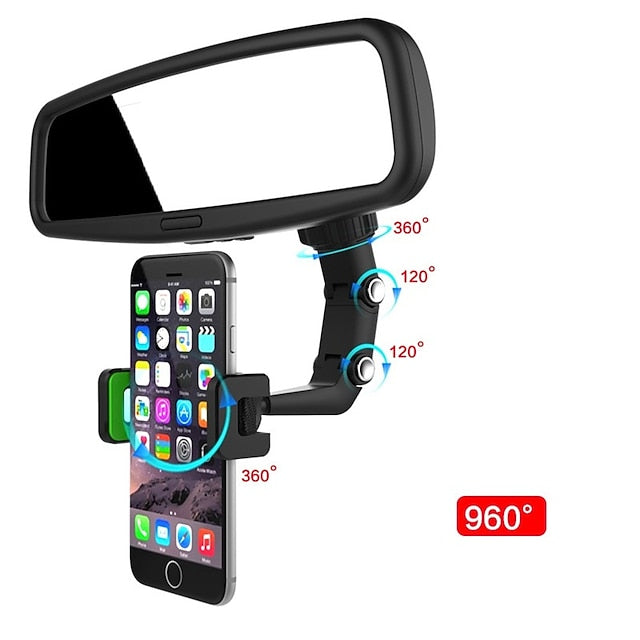 Car Rearview Phone Holder Universal 360 Degrees Rotating Mount Holder