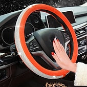 Diamond Leather Bling Crystal Rhinestones Universal Steering Wheel Cover