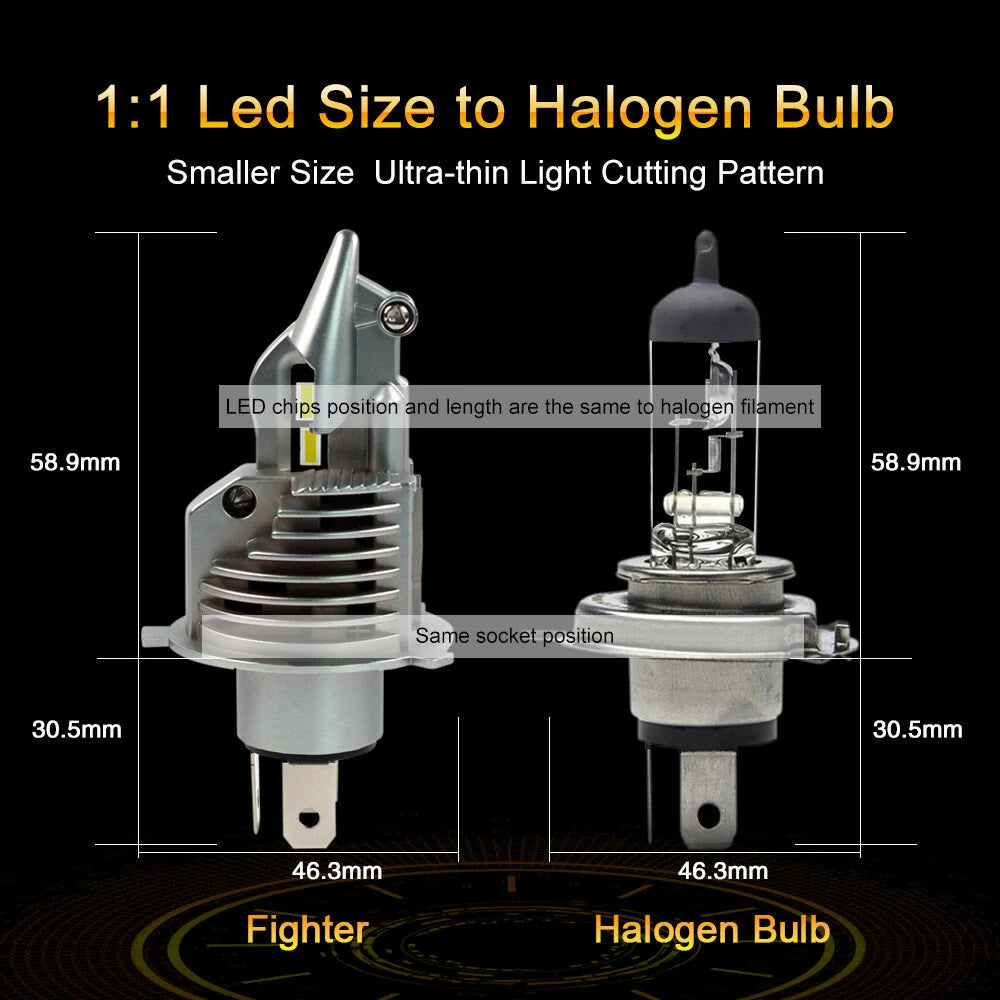 H4 80W Car Front LED Headlight Bulbs Hi-Low Beam for Lighting Modification